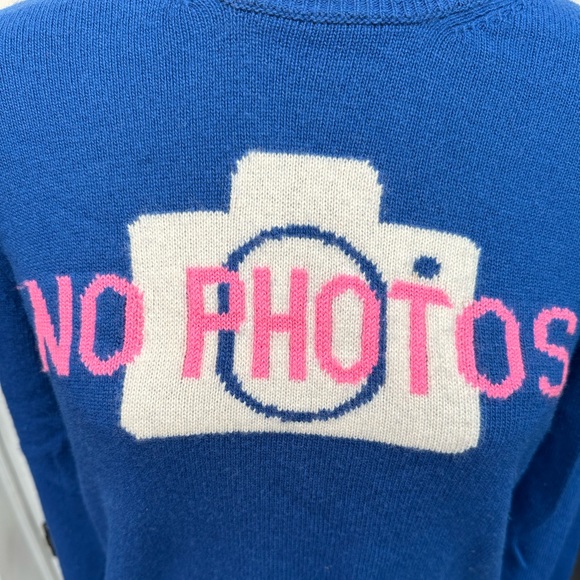 Wool blend sweater with frontal logo, blue, large - Picture 4 of 5